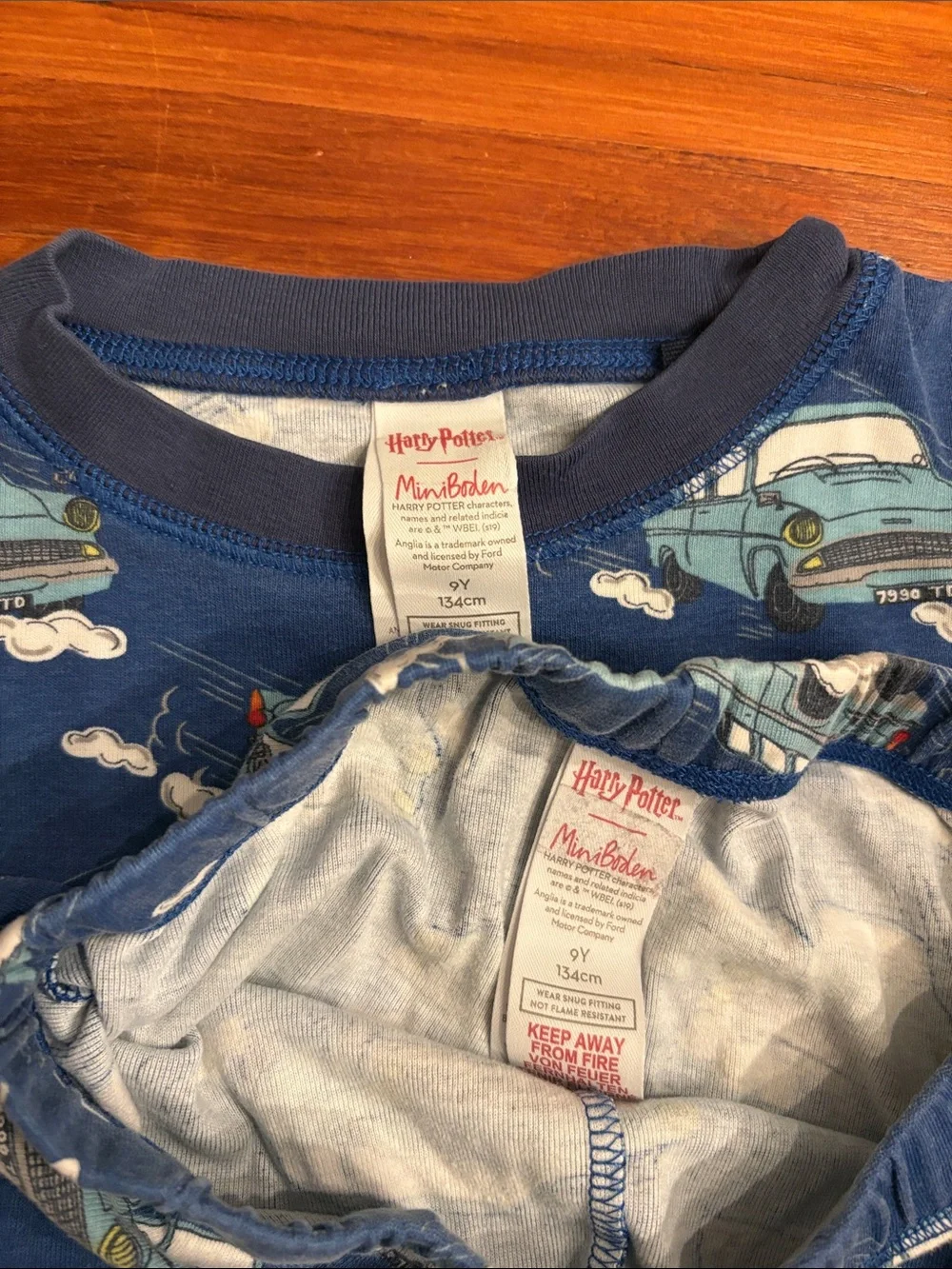 Mini Boden Harry Potter Kids Pajama Set with Car Pattern
